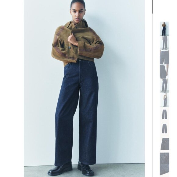 NWT ZARA MID WAIST BAGGY JEANS ZW COLLECTION BLUE - Picture 3 of 11